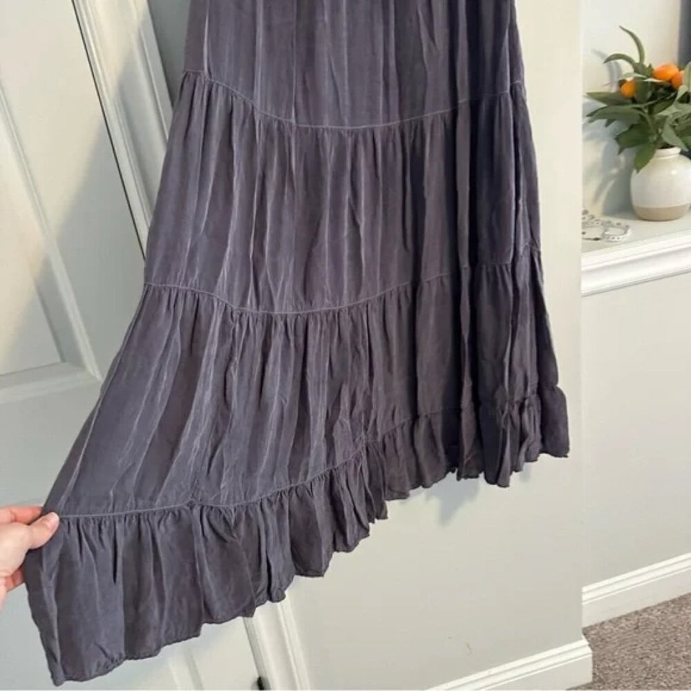 Vintage Tianello Gray Bemberg Tiered Maxi Skirt Large - Picture 3 of 16